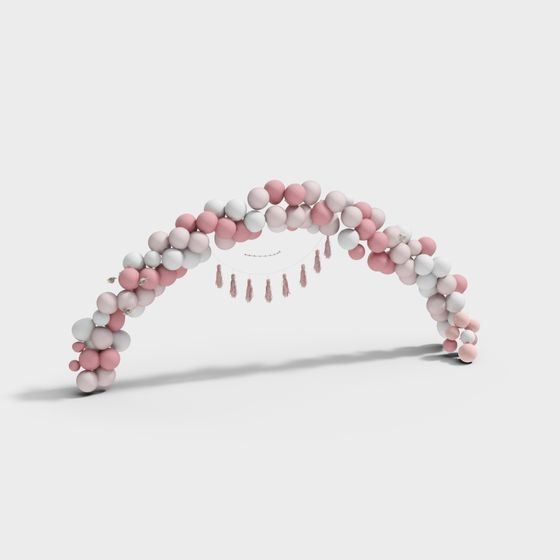 Lawn Wedding Balloon Flower Gate 3D Model in Brown