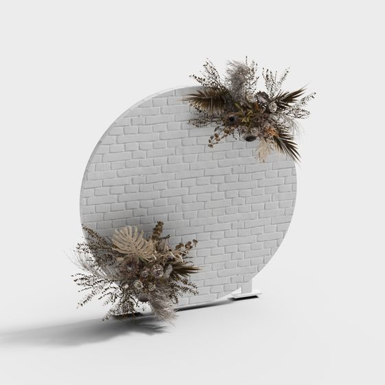 Round Mirror Floral Art 3D model for Creative Spaces