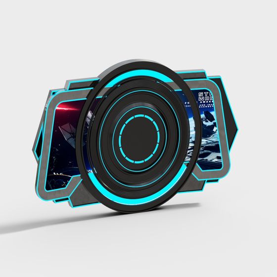 Futuristic Low-Poly 3D Model with Neon Accents