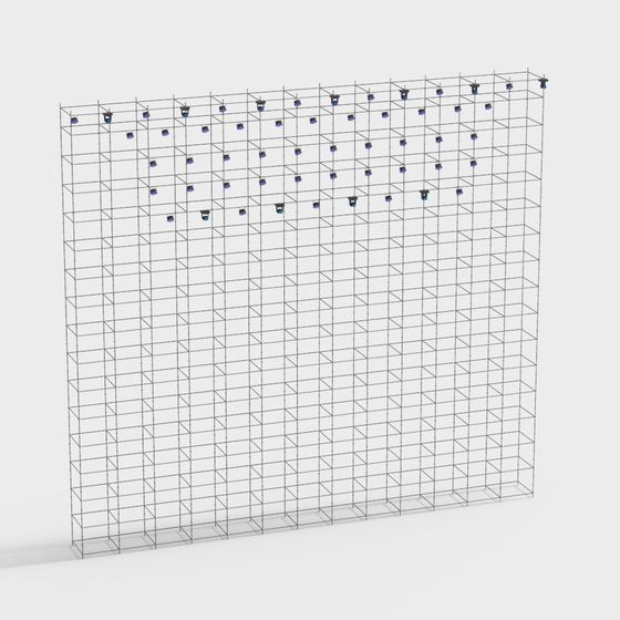 Grid Wall 3D Model - Low Polygon High Detail