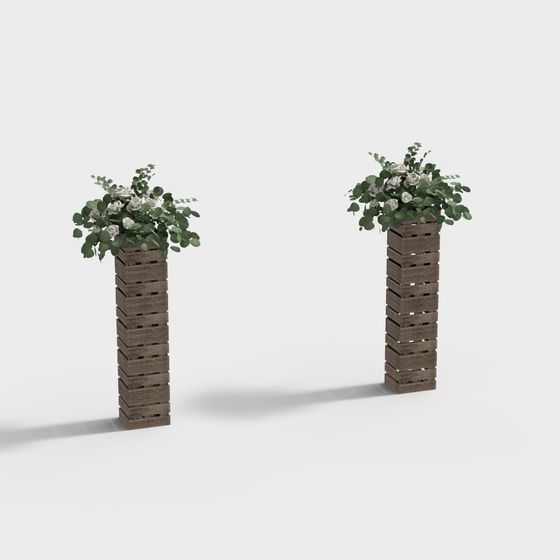 Rustic Greenery Flower Rack 3D model for Home Décor