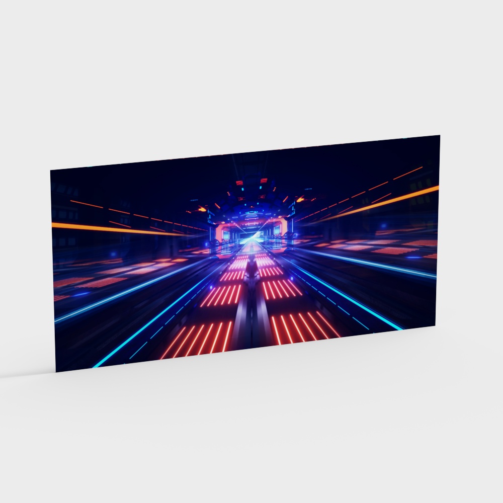 Neon Horizon 3D model: Futuristic Low-Poly Design