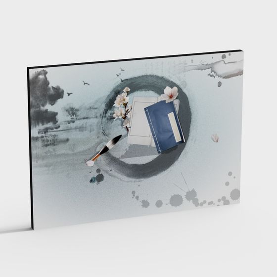 Serene Ink Wash Landscape 3D model