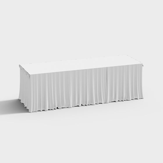 Wrinkled Tablecloth Long Table 3D model