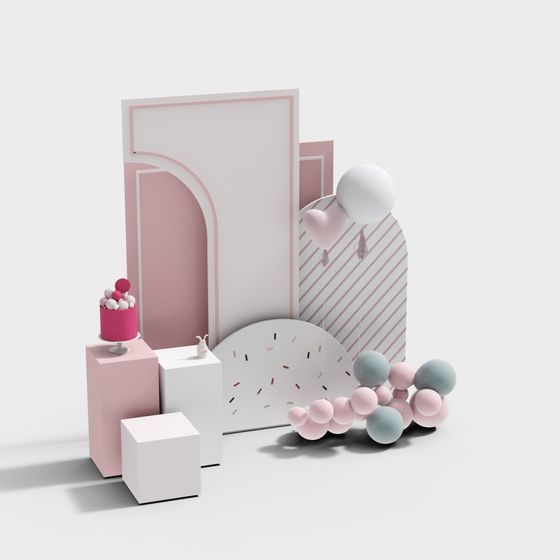 Elegant Pink and White 3D Model