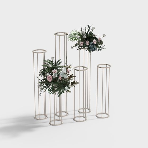 Elegant Low-Poly Flower Stand 3D Model