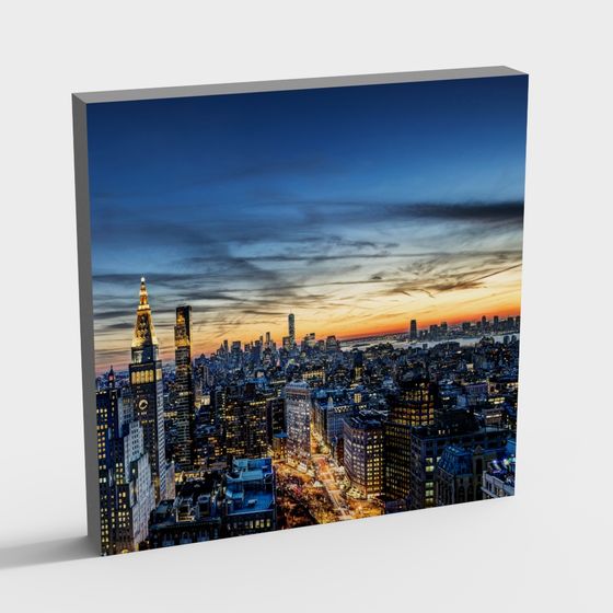 Urban Skyline 3D model in Low Poly Style