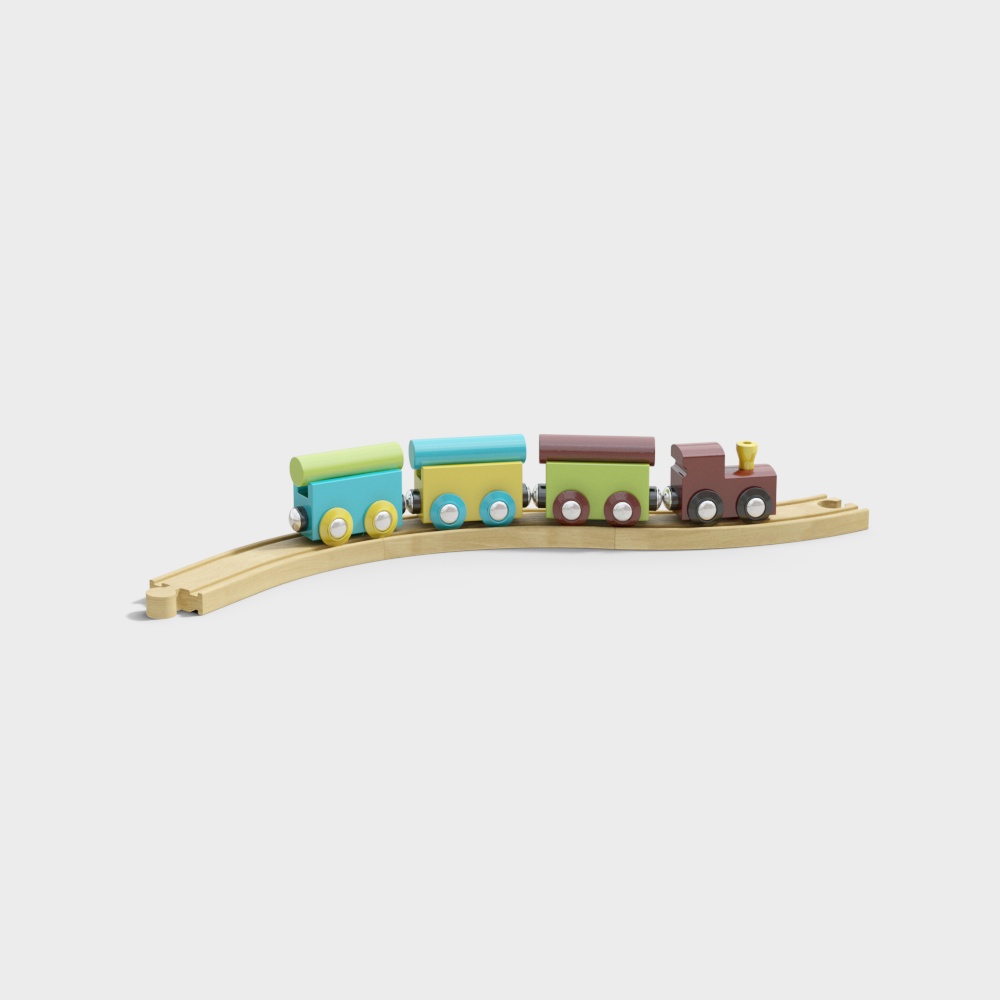 Whimsical 3D Train Set Model for Kids' Interiors