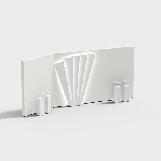 Stylish Low-Polygon Folding Screen 3D model