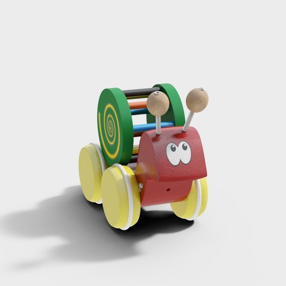 Charming Low-Poly Snail Cart 3D model for Kids