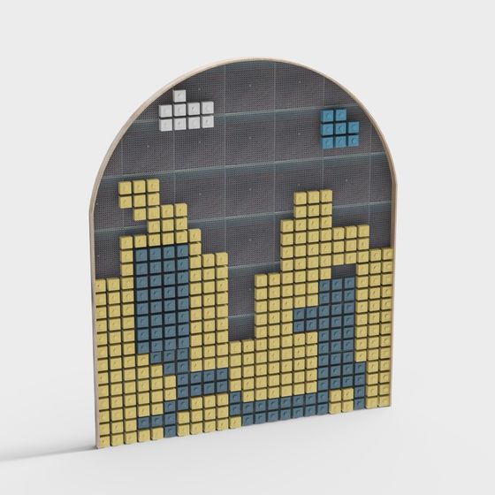 Pixel Door 3D model for Retro Design Projects