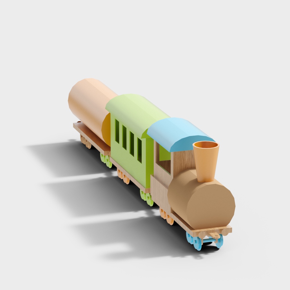 Whimsical Low-Poly 3D Toy Train Model