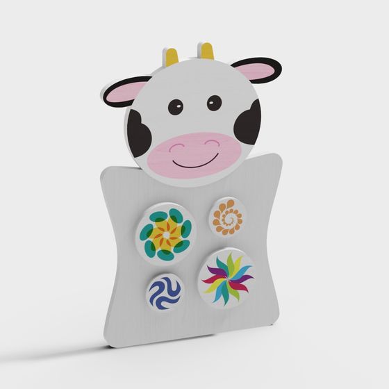 Fun Cow Décor Panel 3D Model for Kids