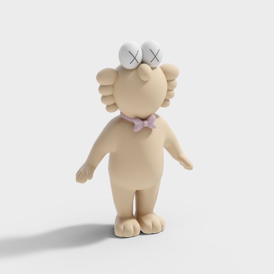 Cute Kaws Bear 3D model in Low Poly Style