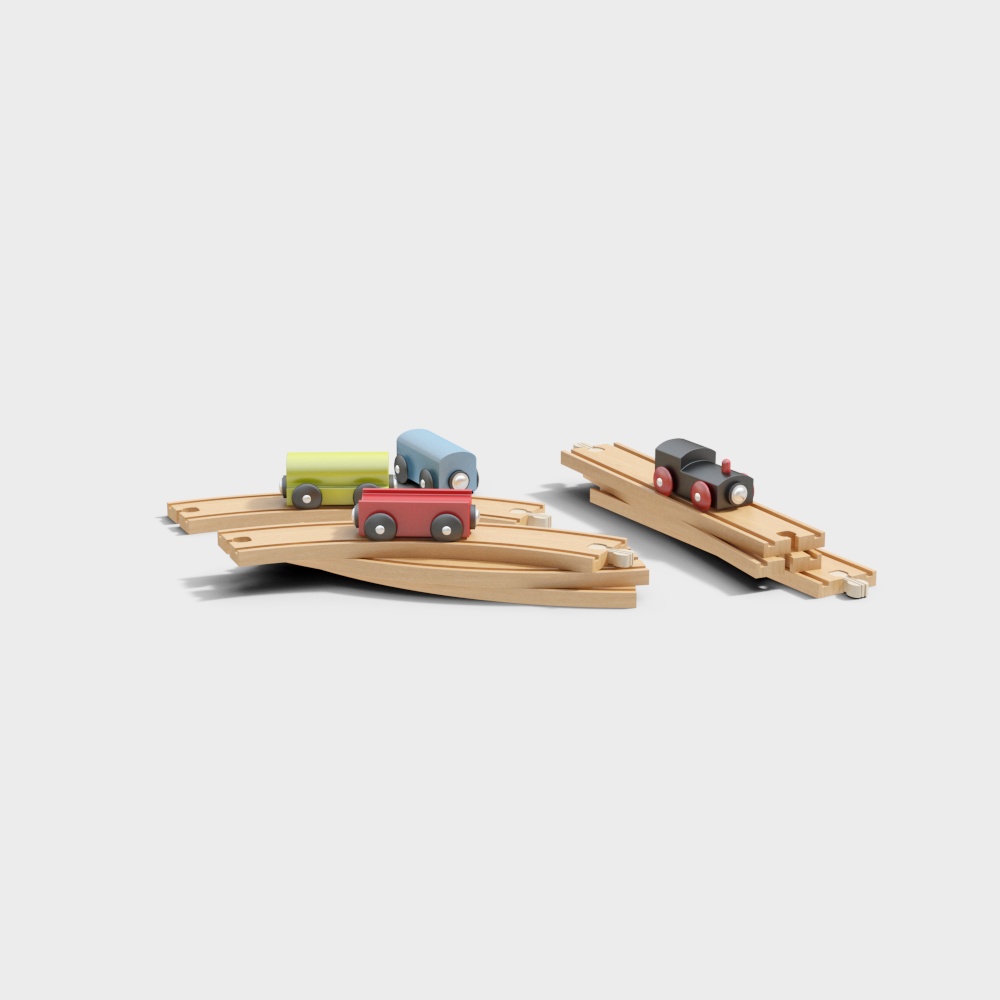 Playful Wooden Train Track 3D model