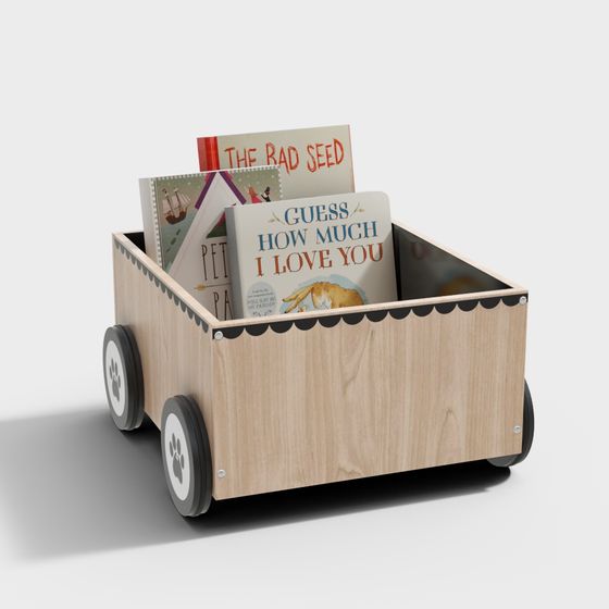 Cozy Book Cart 3D model for Home and Classroom