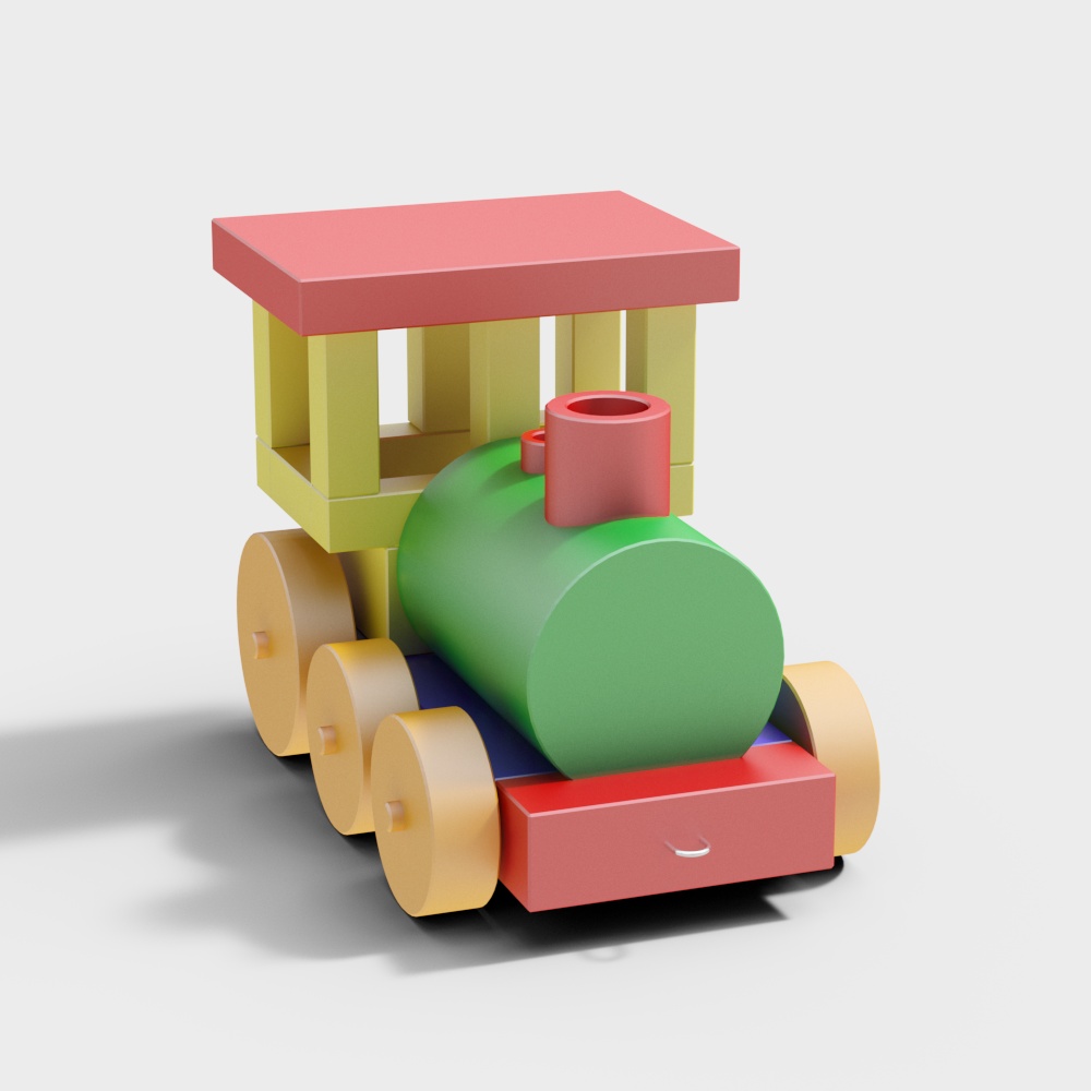 Colorful Low-Poly Train 3D model for Creative Projects
