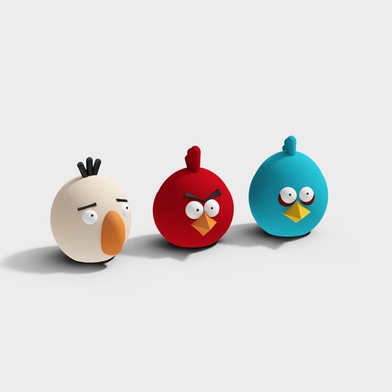 Angry Birds 3D Model - Colorful Low-Poly Characters