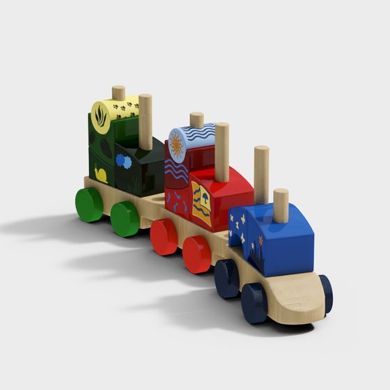 Charming Colorful Train 3D model for Creative Projects