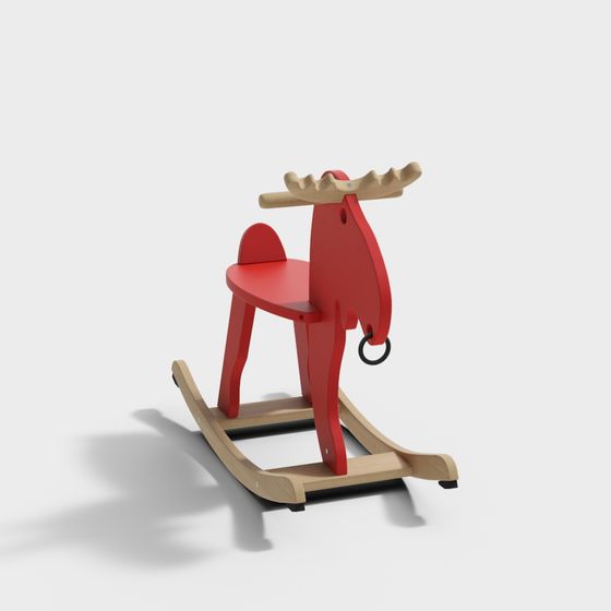 Playful Wooden Rocking Horse 3D model for Kids