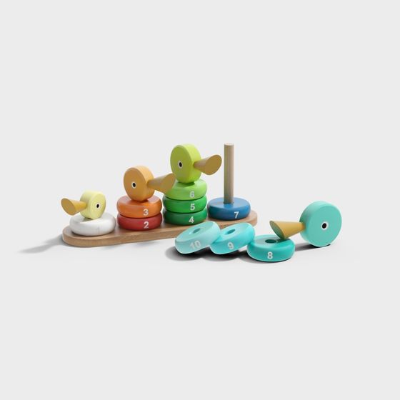 Colorful Duck Stacker 3D model
