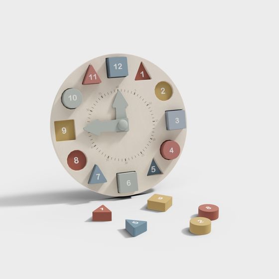 Stylish Geometric Clock 3D Model for Creative Spaces