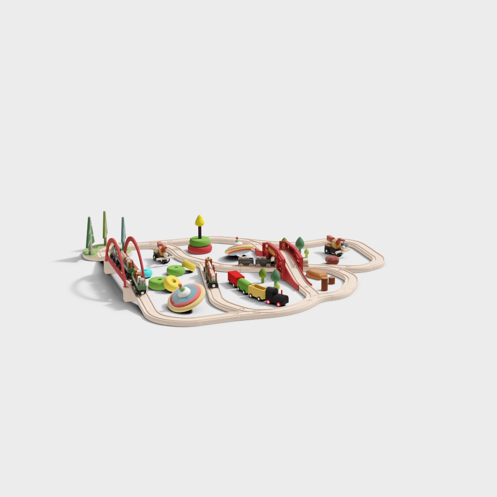 Colorful Playful Train Track 3D model