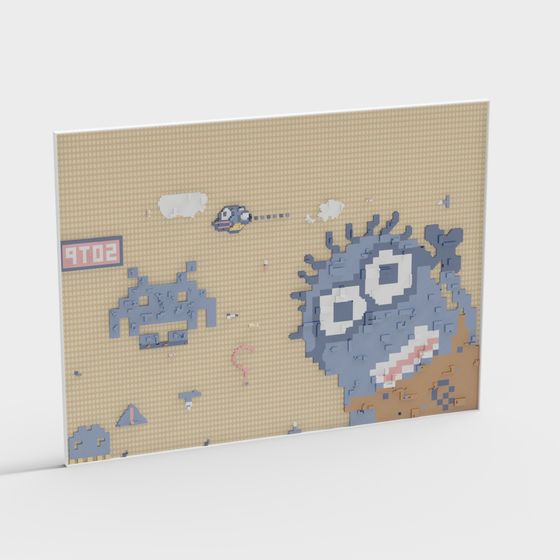 Pixelated Space Invaders 3D model