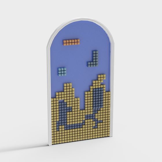 Retro Pixel Door 3D model