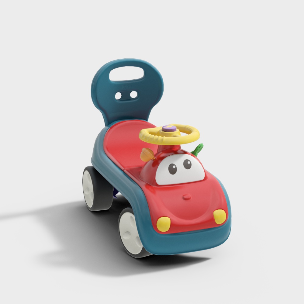 Happy Wheels Low-Poly 3D Toy Car Model
