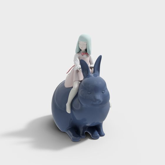Rabbit Little Rider Low Poly 3D Model