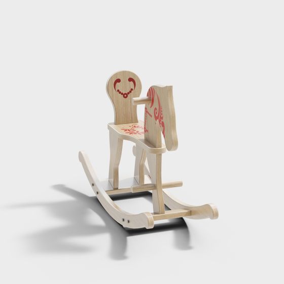 Charming Low-Poly Wooden Rocking Horse 3D model