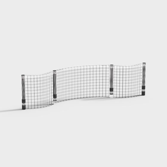 Curved Wire Fence 3D model