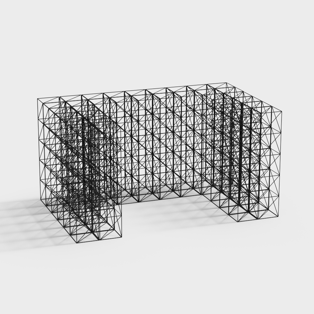 Grid Cube 3D Model - Minimalist Design