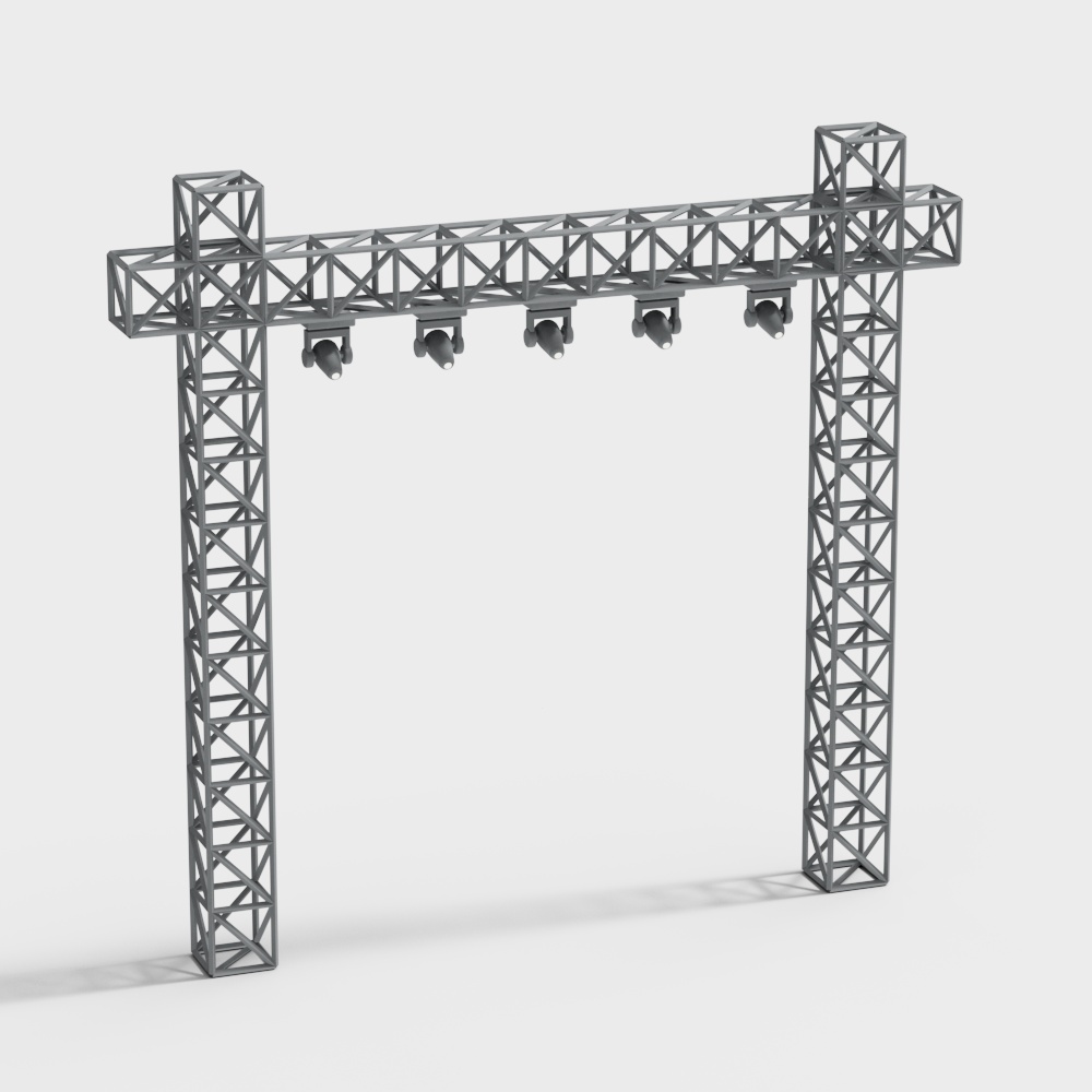 Industrial Low-Poly Lighting Stand 3D model