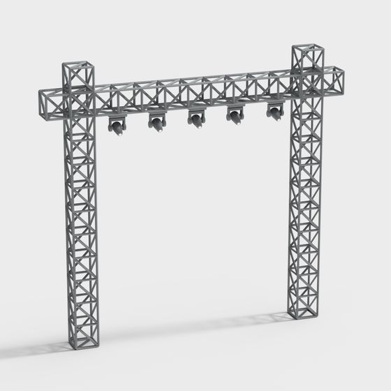 Industrial Low-Poly Lighting Stand 3D model