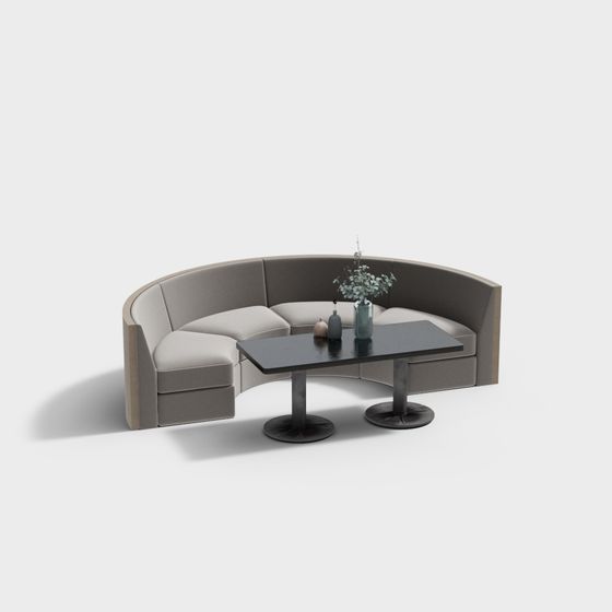 Curved Sofa and Coffee Table 3D model for Modern Interiors