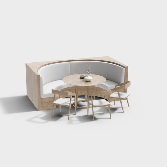 Curved Sofa Dining Table Set 3D model