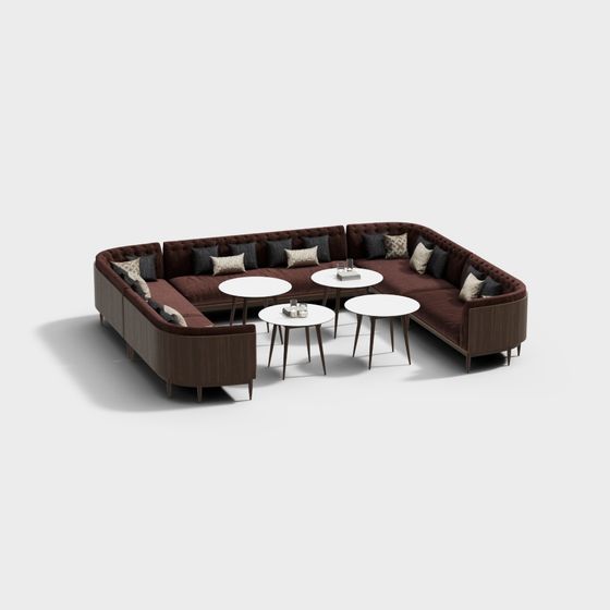 Stylish Low Polygon Sofa Set 3D model