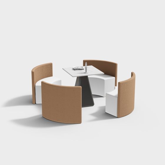 Elegant Round Table and Four Chairs 3D model