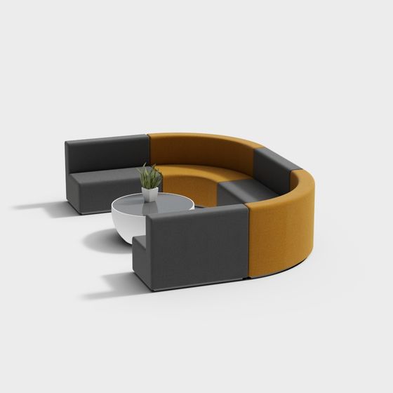 Stylish Low-Poly Circular Sofa 3D model