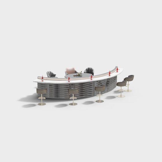 Sleek Low-Polygon Bar Counter 3D model