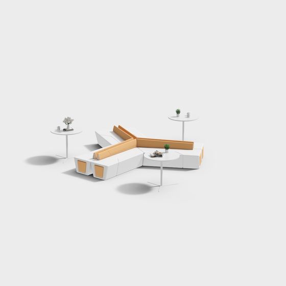 Stylish Geometric Low-Poly Sofa Set 3D model
