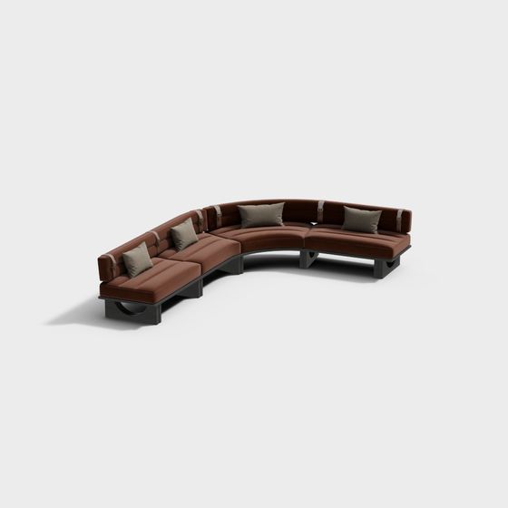 Contemporary Curved Sofa 3D model for Cozy Spaces