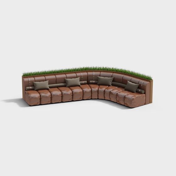 Chic Green Oasis Sofa 3D model for Contemporary Spaces