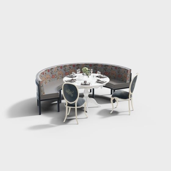 Elegant 3D Model Table and Chairs Set for Modern Interiors