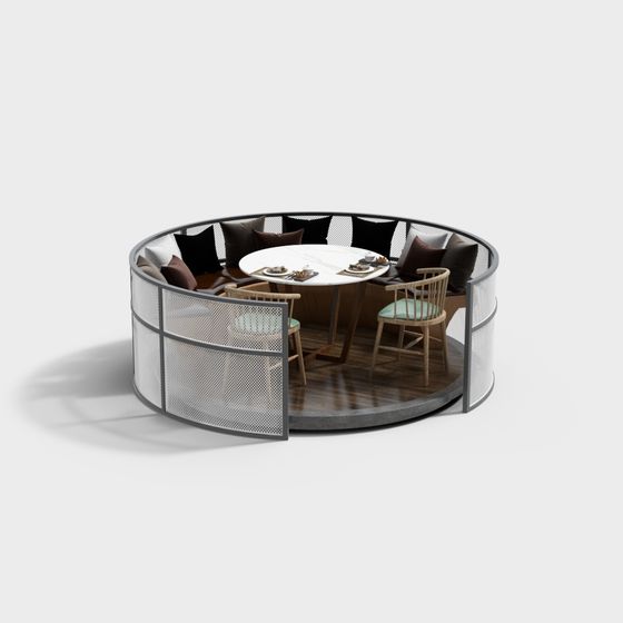 Modern Round Table Lounge 3D model