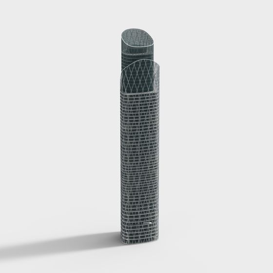 Grid Tower Futuristic Skyscraper 3D model