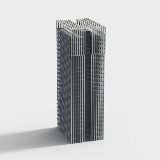 Futuristic Glass Facade Skyscraper 3D model