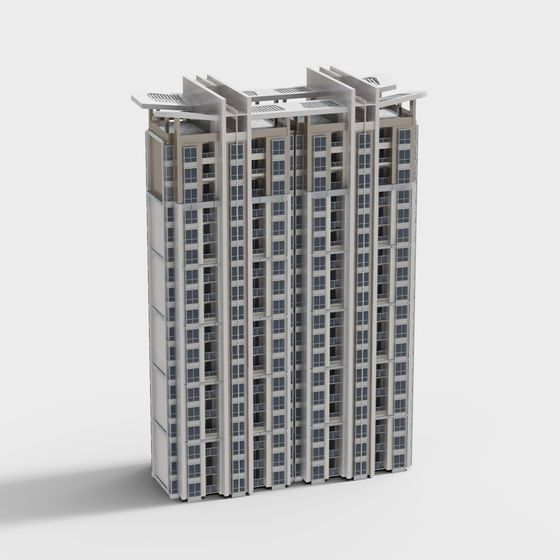Urban Tower 3D Model - Futuristic Skyscraper